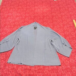 Eileen Fisher L blue bluebonnet Knit Cardigan 3/4 sleeve cropped